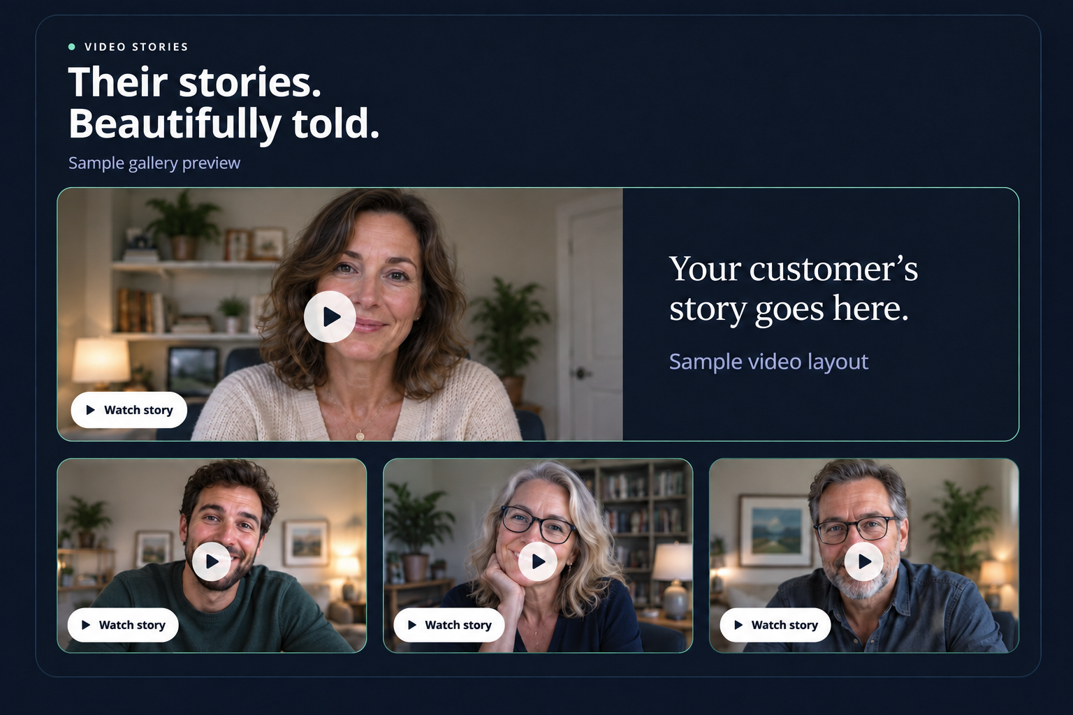 Sample video gallery layout with four example portraits